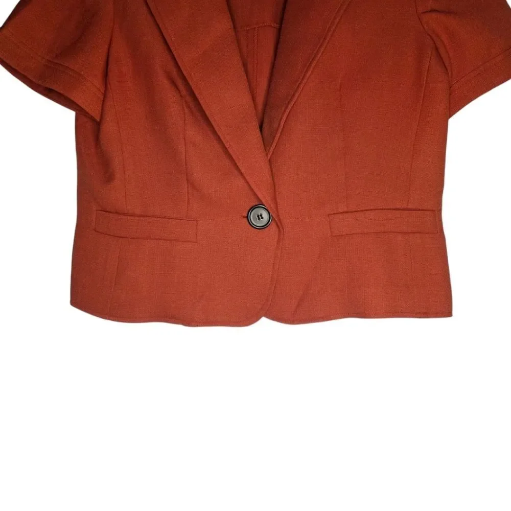 Studio 1 Women's Orange One Button Short Jacket Blazer, Size 8.